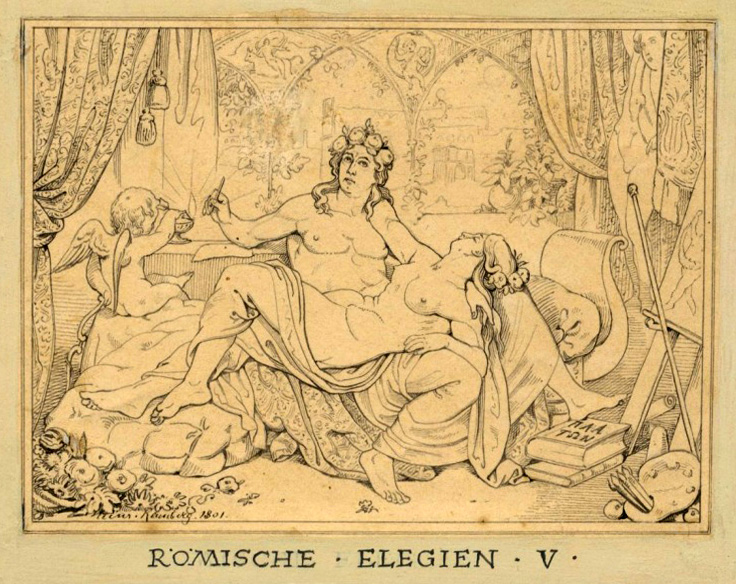 Illustration zu Goethes 5. Römischer Elegie von Johann Heinrich Ramberg (1801)